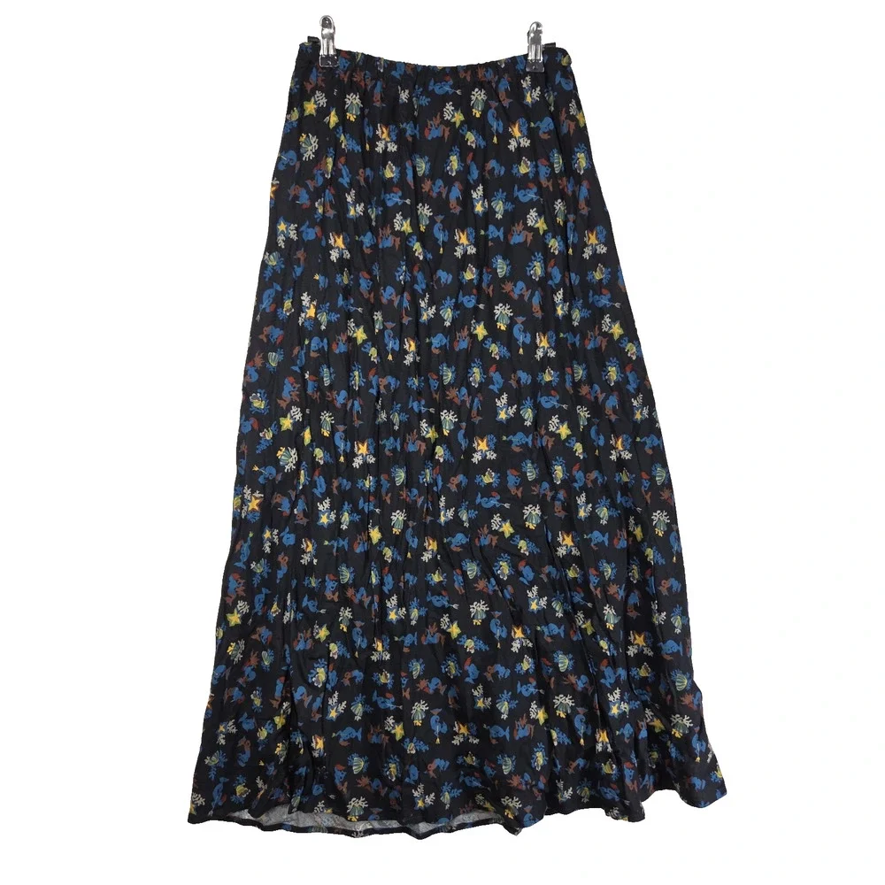 Vintage Chicos Womens Skirt Large 1 Mermaid Retro Midi Date Night Boho Black - Picture 1 of 10